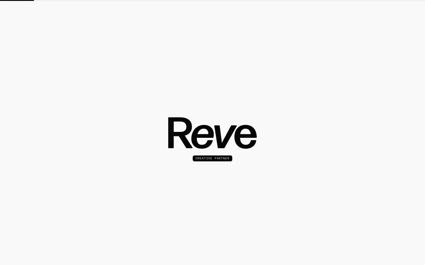 After sign-in the Reve wordmark draws itself in outline, fills in, and gives way to the partner agreement.