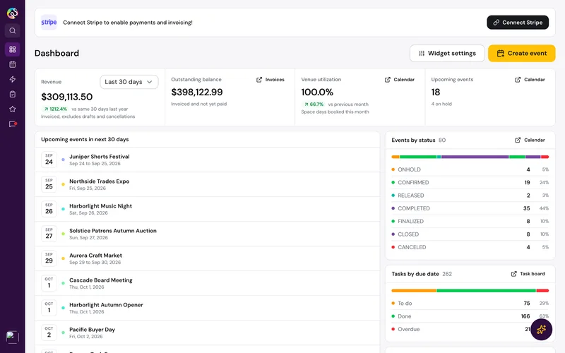 Overhaul dashboard with the sidebar collapsed into a narrow plum icon rail