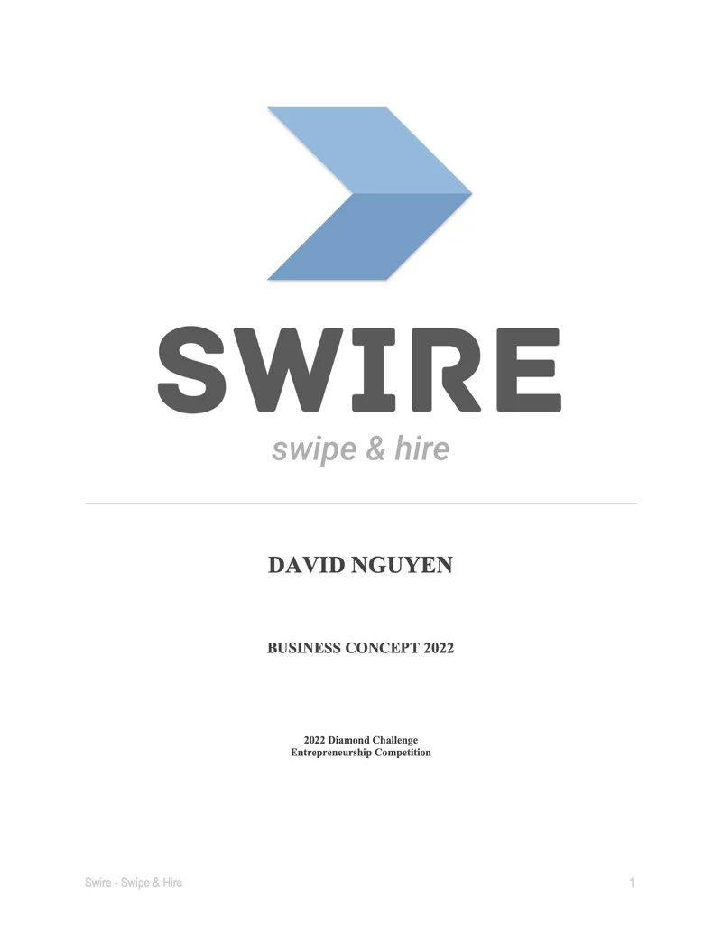 Cover of the Swire business concept for the 2022 Diamond Challenge, by David Nguyen.