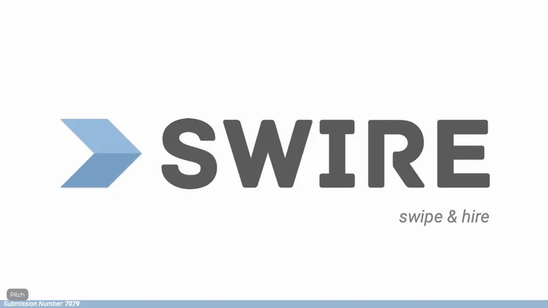 Pitch deck cover with the Swire chevron logo and the tagline swipe and hire.